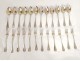 12 couverts à entremets argent massif Minerve Queille 1171gr silver XIXème