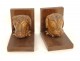 Pair of golden carved wood bookends hunting dog heads shines twentieth century