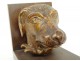 Pair of golden carved wood bookends hunting dog heads shines twentieth century