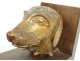 Pair of golden carved wood bookends hunting dog heads shines twentieth century