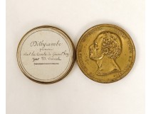 Medal brass box portrait Empire General Foy 16 engravings Waterloo XIX