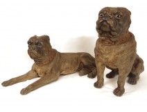 Exceptional torque sculptures English mastiffs dogs earthenware XIX