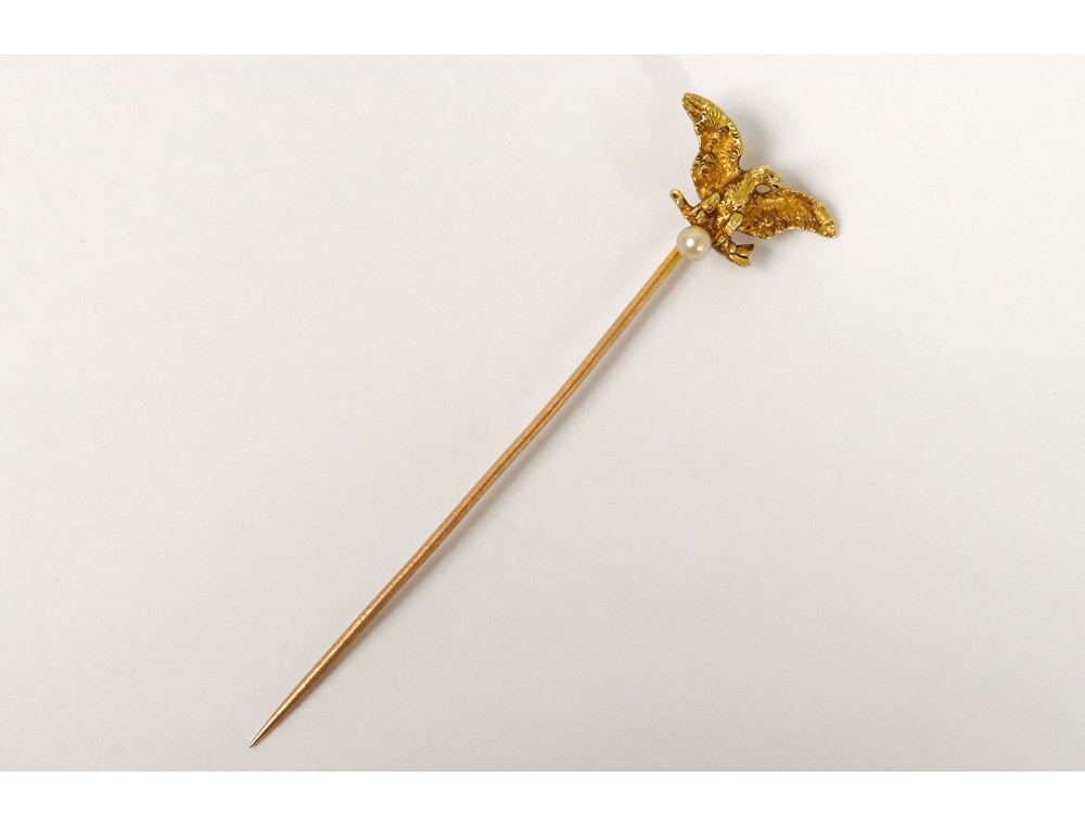 ANCIENNE EPINGLE A cravate en or massif aviateur aigle militaire etoile poincon EUR 130,00 - FR