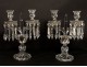 Pair candlesticks candelabra 2 lights crystal chandelier Baccarat Bamboo twentieth