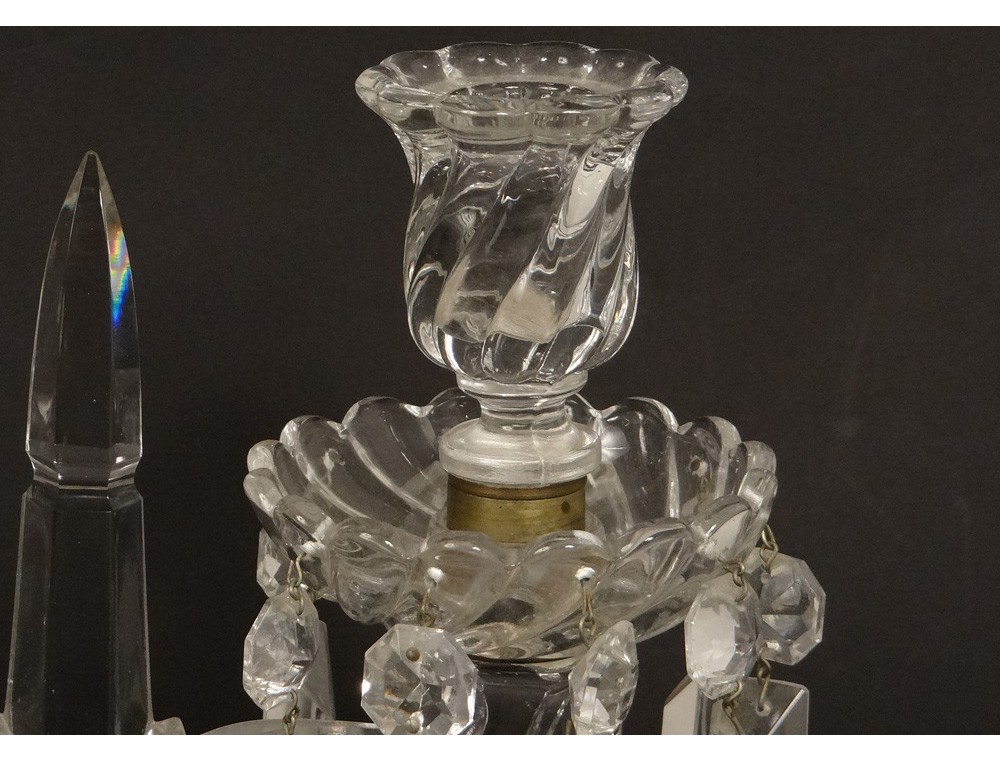 Pair Candlesticks Candelabra 2 Lights Crystal Chandelier Baccarat Pair Candlesticks Candelabra 2 Lights Crystal Chandelier Baccarat Bamboo Twentieth