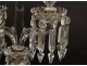 Pair candlesticks candelabra 2 lights crystal chandelier Baccarat Bamboo twentieth