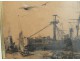 Navy Charcoal Frank Boggs harbor boats ships for nineteenth century wars