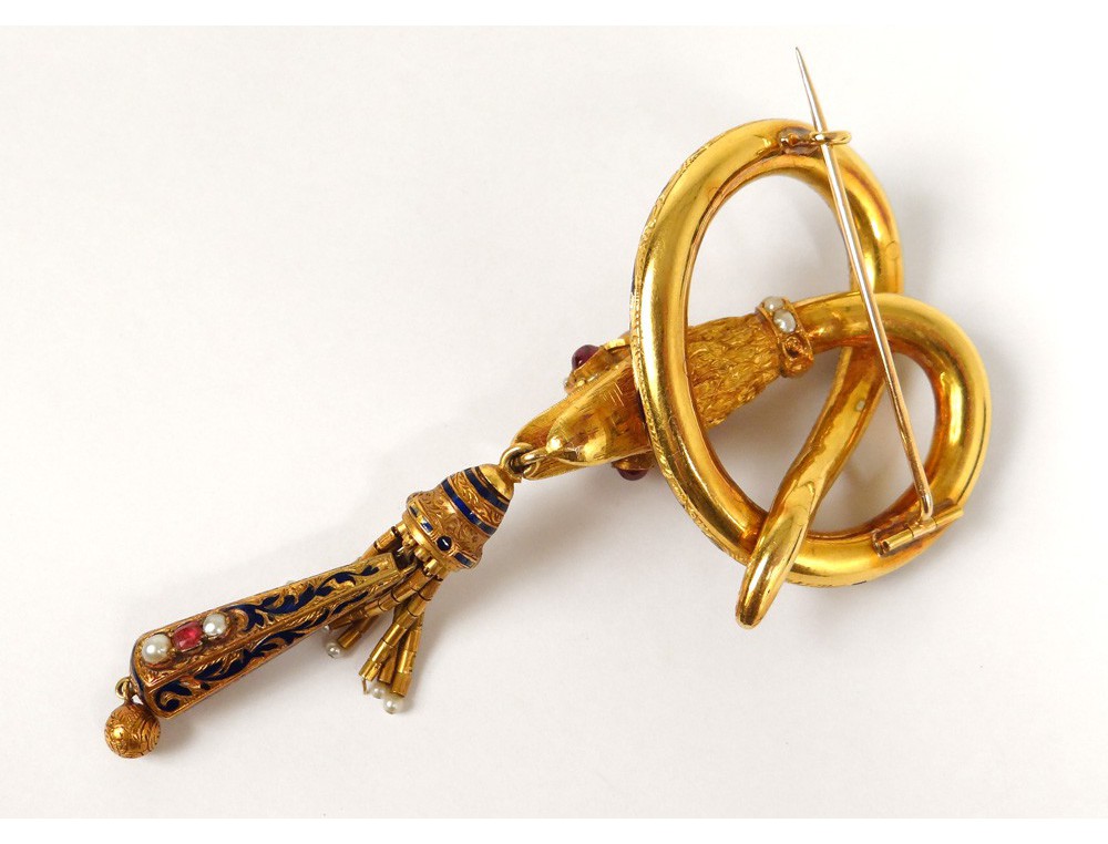 Grande Broche Vintage Aigle Couronné - Couleur Or Avec Pierres Naturelles - Référence 531 - Parfait état