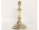 Bougeoir flambeau Louis XIV bronze pans coupés candlestick XVIIIème siècle