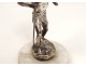 Silvered bronze sculpture Henry Fugère Saint Kitts child nineteenth marble