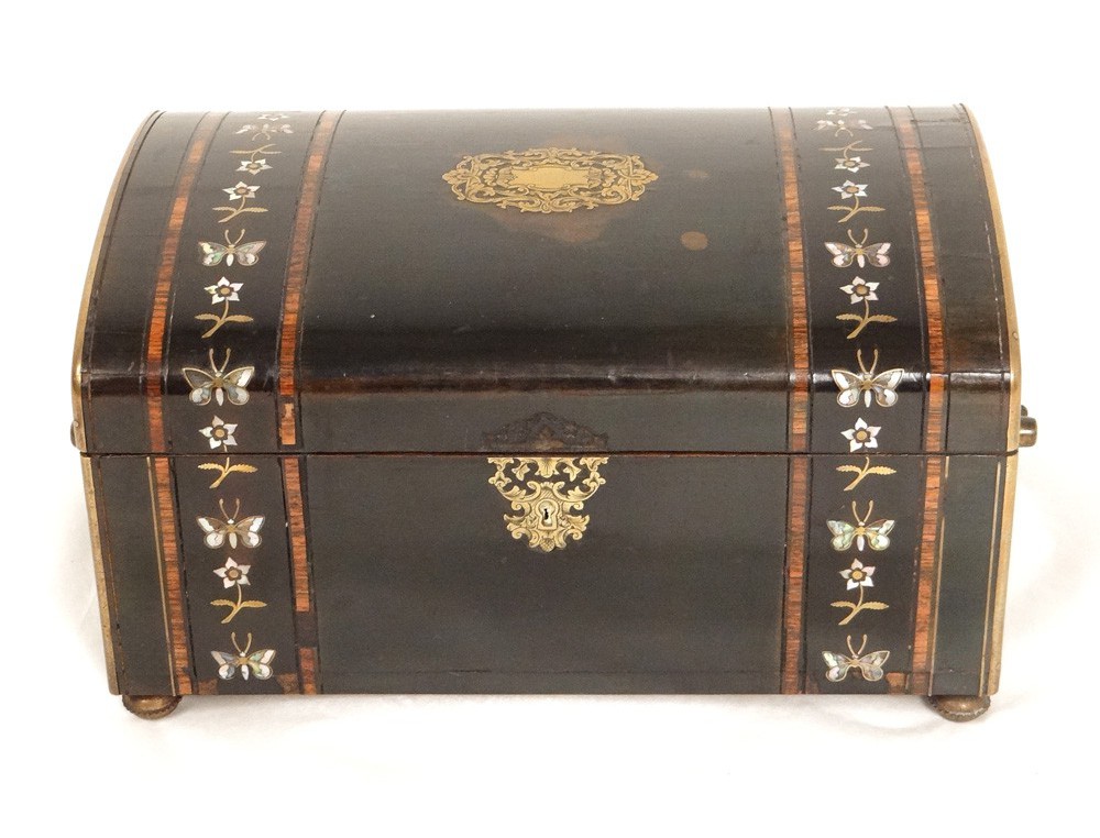 Coffret A Bijoux Napoléon III En Bois Noirci Marquèterie De