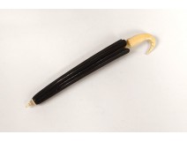 Needle holder case ivory carved wood blackened umbrella nineteenth century