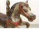 Horse polychrome carved wooden carousel jumper Gustave Bayol wrought iron XIX