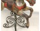Horse polychrome carved wooden carousel jumper Gustave Bayol wrought iron XIX