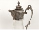 Ewers Pair Louis XV silver metal jugs crystal vine Frenais nineteenth