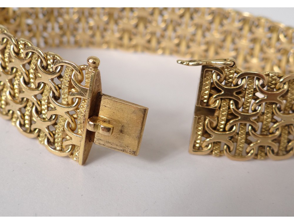 Bracelet Ancien Lourd En Or Blanc 18 Carats - Longueur 19 Cm - Fait Main - Occasion