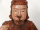 Rare pair polychrome wood sculptures Chinese dignitaries greeting nineteenth boxes