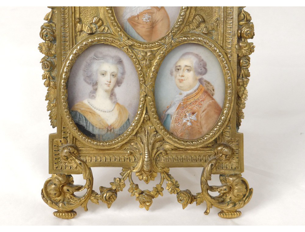 Rare frame 3 miniature Louis XVI Marie Antoinette Dauphin ...