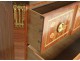 Wood marquetry commode Transition pink flowers bronze marble XIXth century