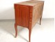 Wood marquetry commode Transition pink flowers bronze marble XIXth century