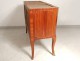 Wood marquetry commode Transition pink flowers bronze marble XIXth century