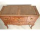 Wood marquetry commode Transition pink flowers bronze marble XIXth century
