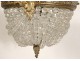 Bronze chandelier crystal chandelier golden brass basket Napoleon III nineteenth