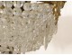 Bronze chandelier crystal chandelier golden brass basket Napoleon III nineteenth