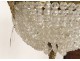 Bronze chandelier crystal chandelier golden brass basket Napoleon III nineteenth