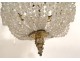 Bronze chandelier crystal chandelier golden brass basket Napoleon III nineteenth