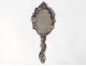 Hand-sided mirror bronze cloisonné enamel flower rock Napoleon III nineteenth