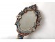 Hand-sided mirror bronze cloisonné enamel flower rock Napoleon III nineteenth