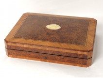 Box set box magnifier amboine wood chips rose Napoleon III XIXth century