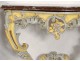 Console Louis XV carved wood painted shell royal red marble XVIII