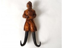 Black Forest wood carving antique french character whip hook nineteenth century