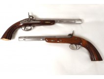 Pair dueling pistols powder piston Lepage Jukar twentieth century Spain