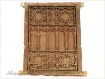 Window Moroccan painted wood and wrought iron, Morocco, 20th