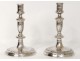 Pair of candlesticks Louis XIV silvered bronze candlesticks community seventeenth century
