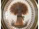Miniature hair working memory wheat sheaf wooden frame Napoleon III 19th