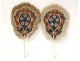 Pair screens fans beading embroidery flowers carved Napoleon III nineteenth