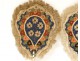 Pair screens fans beading embroidery flowers carved Napoleon III nineteenth