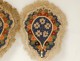 Pair screens fans beading embroidery flowers carved Napoleon III nineteenth