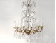 12 lights chandelier pendants gilded bronze cut crystal beads nineteenth flowers