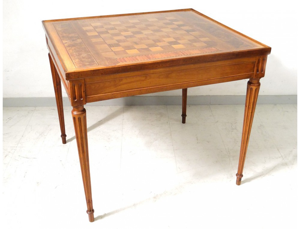 Louis xvi table game backgammon wooden marquetry rosewood Louis xvi table game backgammon wooden marquetry rosewood