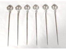6 silver metal skewer spears Christofle twentieth marine anchor crown