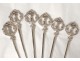 6 silver metal skewer spears Christofle twentieth marine anchor crown