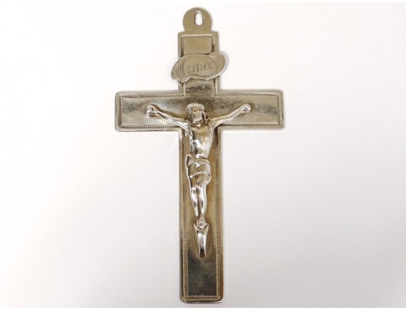 Pendentif Ancien En Argent Massif 925 - Style Art Nouveau - Représentation Religieuse - Occasion