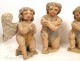 Four putti sculpture statues carved wooden angels, 18th