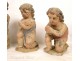 Four putti sculpture statues carved wooden angels, 18th