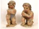 Four putti sculpture statues carved wooden angels, 18th